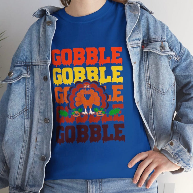 Gobble Gobble Gobble Turkey Holiday Thanksgiving T-Shirt - Bold Printed Tees