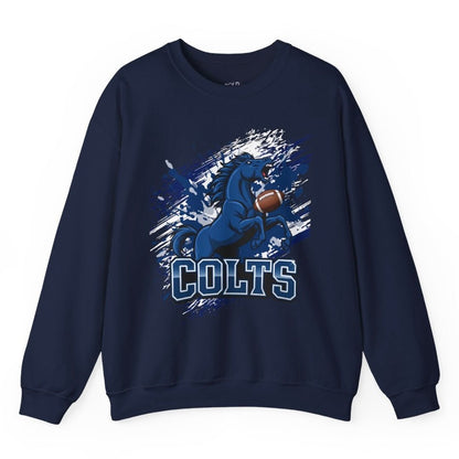 Charging Horse Indy Football Colts Crewneck Sweatshirt - Bold Printed Tees