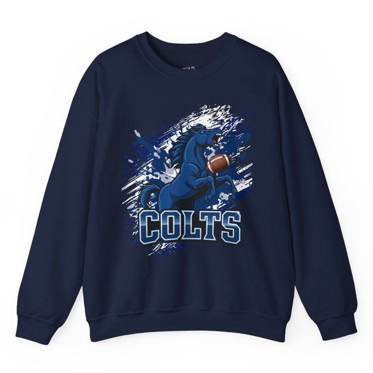 Charging Horse Indy Football Colts Crewneck Sweatshirt - Bold Printed Tees