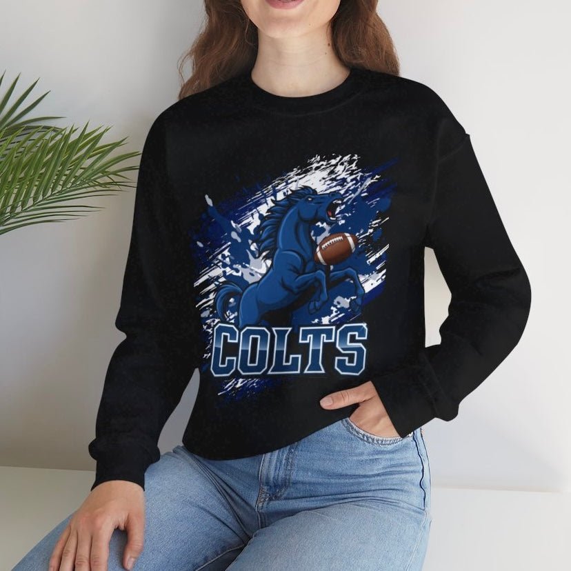 Charging Horse Indy Football Colts Crewneck Sweatshirt - Bold Printed Tees