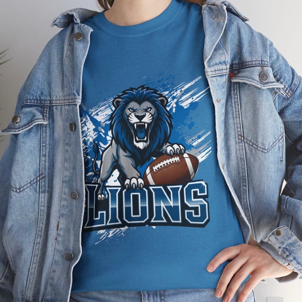 Lions Football Fierce Lion Design Detroit Graphic Shirt - Bold Printed Tees