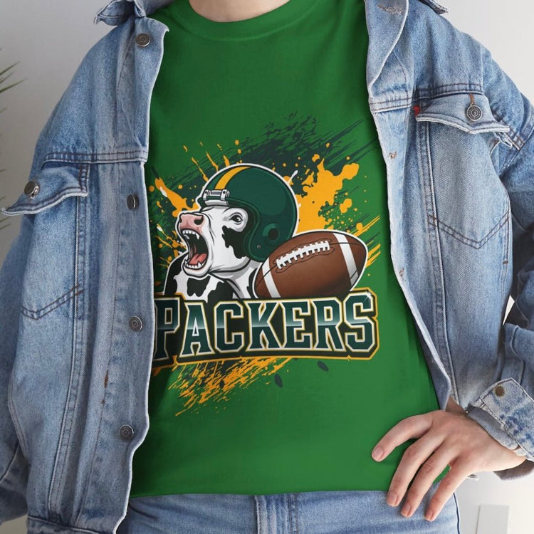 Packers Football Cow Green Bay Graphic Shirt - Bold Printed Tees