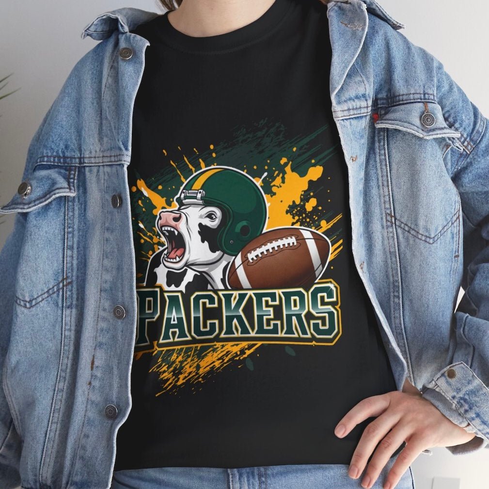 Packers Football Cow Green Bay Graphic Shirt - Bold Printed Tees