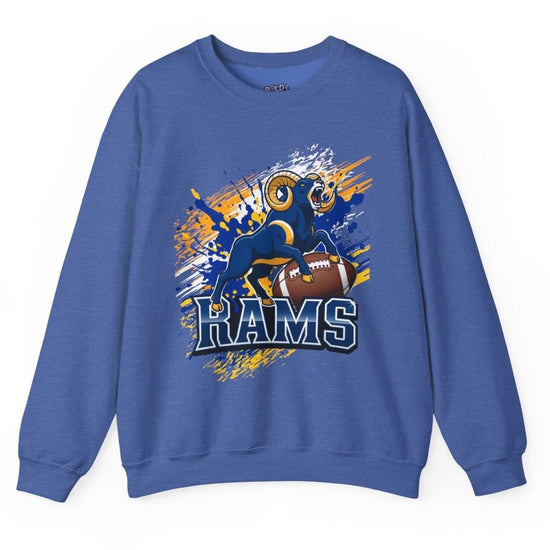 Rams Charging Ram Graphic Football Crewneck Sweatshirt - Bold Printed Tees
