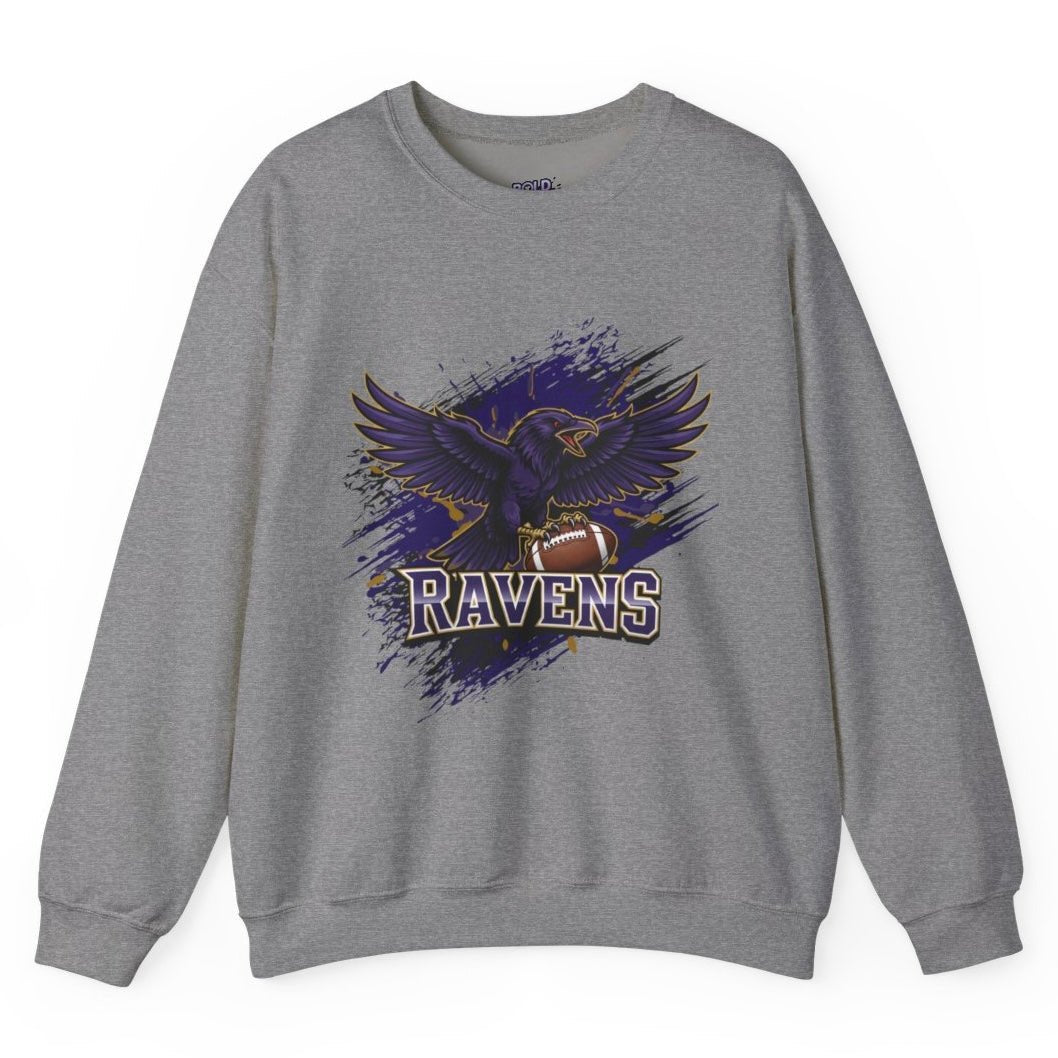 Ravens Football Ravens Bird Baltimore Graphic Crewneck Sweatshirt - Bold Printed Tees