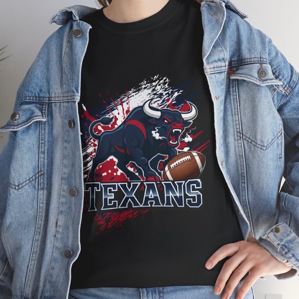 Texans Bull Houston Football Graphic Shirt - Bold Printed Tees