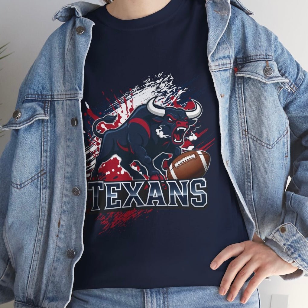 Texans Bull Houston Football Graphic Shirt - Bold Printed Tees