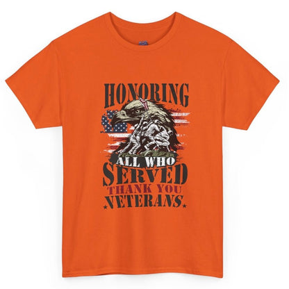 Honoring All Who Served Veteran Tribute Patriotic Eagle American Flag Tee - Bold Printed Tees
