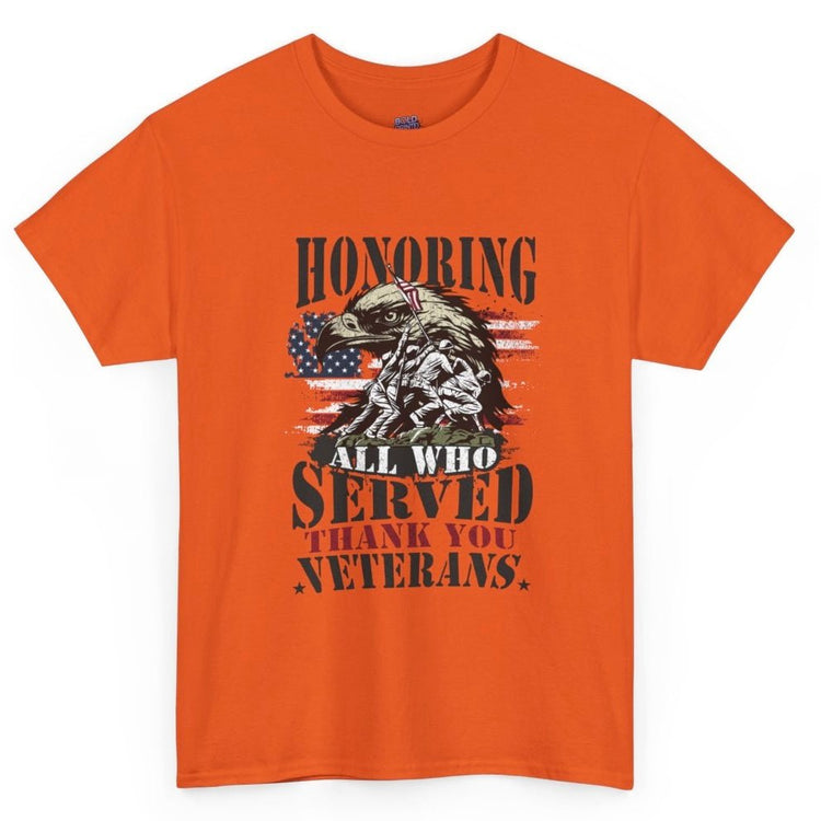 Honoring All Who Served Veteran Tribute Patriotic Eagle American Flag Tee - Bold Printed Tees