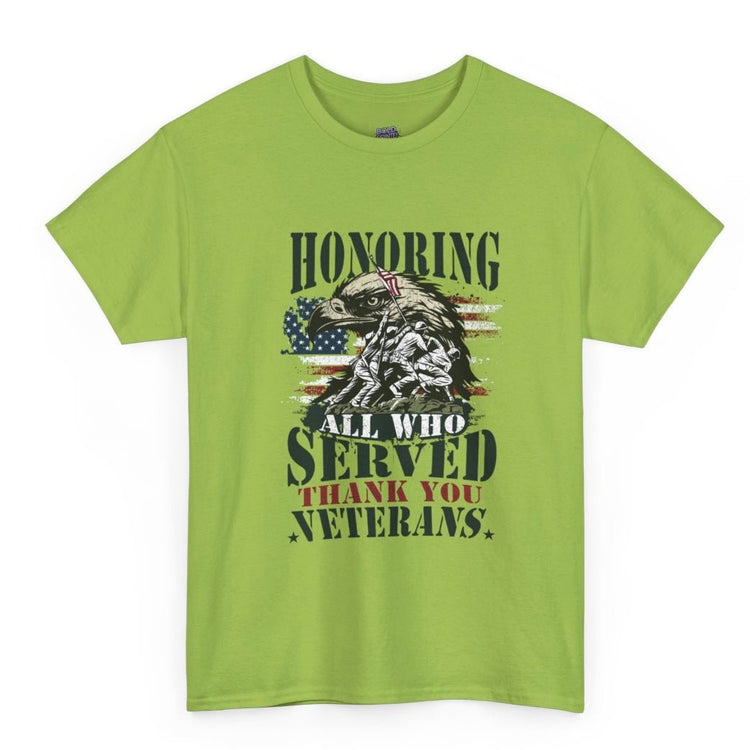 Honoring All Who Served Veteran Tribute Patriotic Eagle American Flag Tee - Bold Printed Tees