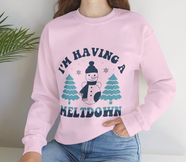 I’m Having a Meltdown Funny Snowman Holiday Crewneck - Bold Printed Tees