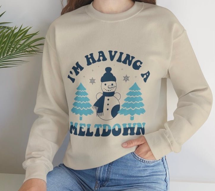 I’m Having a Meltdown Funny Snowman Holiday Crewneck - Bold Printed Tees