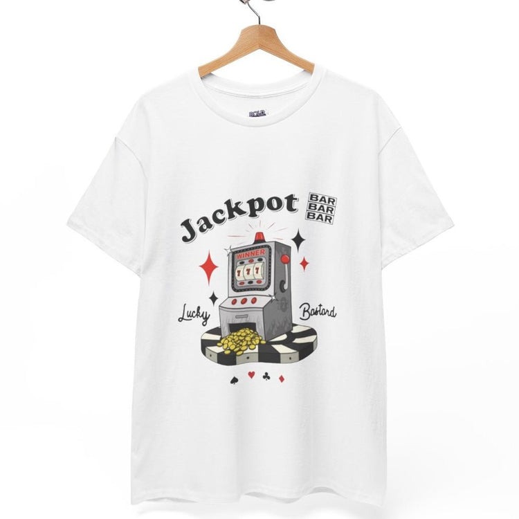 Lucky Bastard Jackpot Slot Machine Graphic T-Shirt - Bold Printed Tees