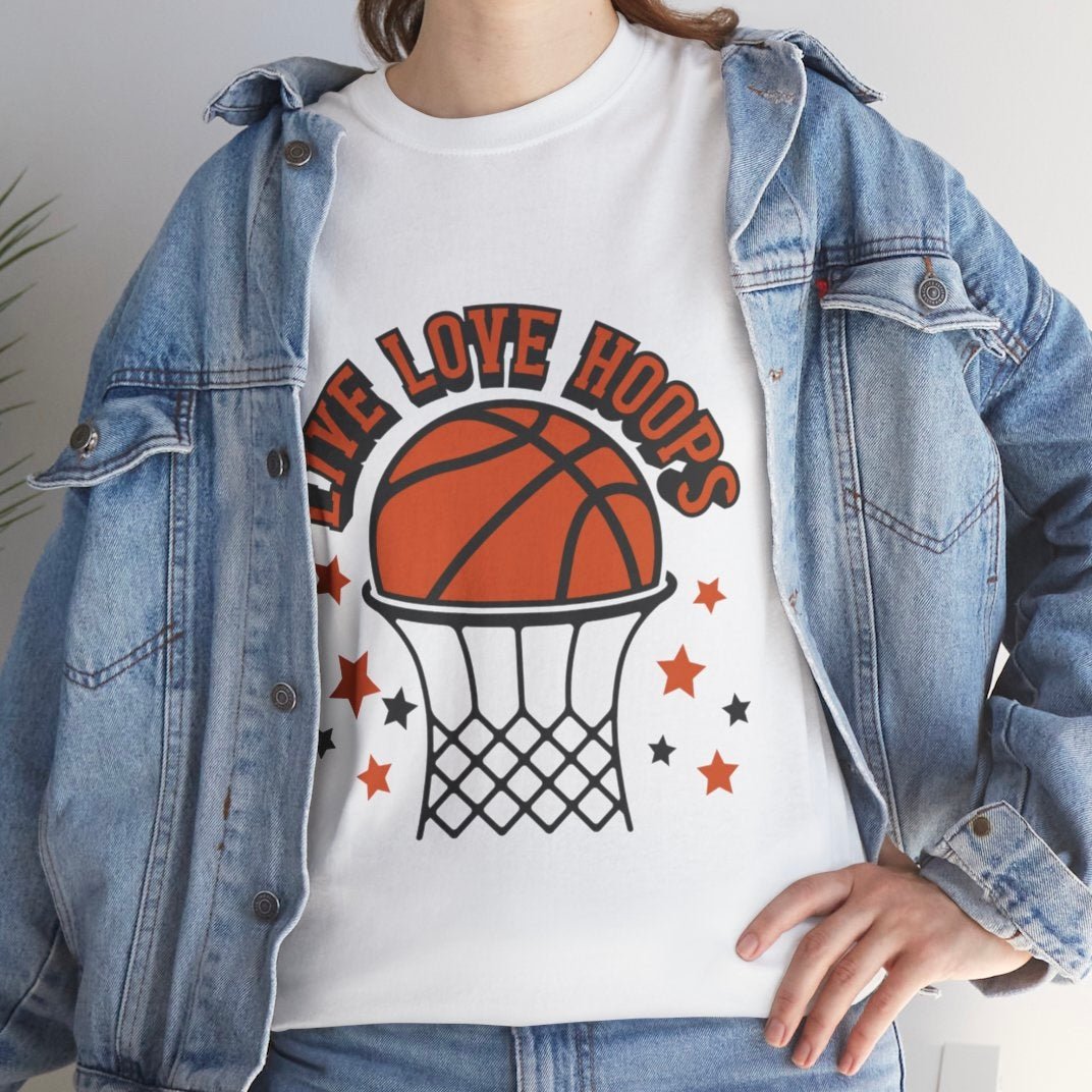 Live Love Hoops Basketball Graphic T-Shirt - Bold Printed Tees