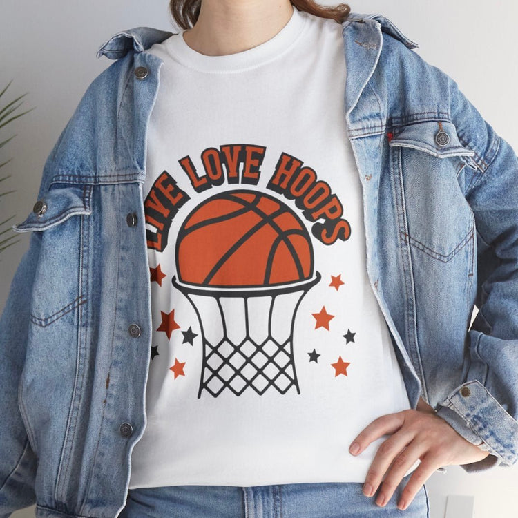 Live Love Hoops Basketball Graphic T-Shirt - Bold Printed Tees