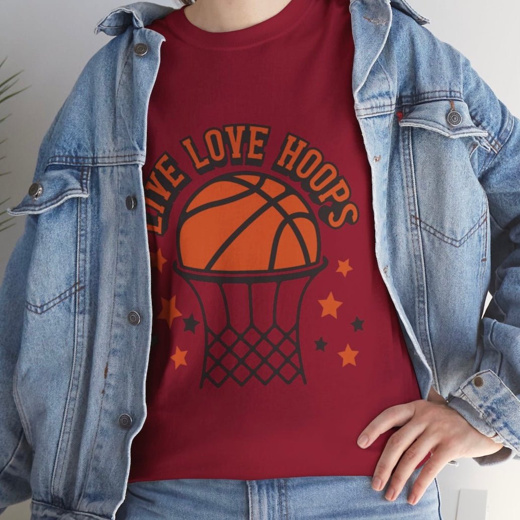 Live Love Hoops Basketball Graphic T-Shirt - Bold Printed Tees