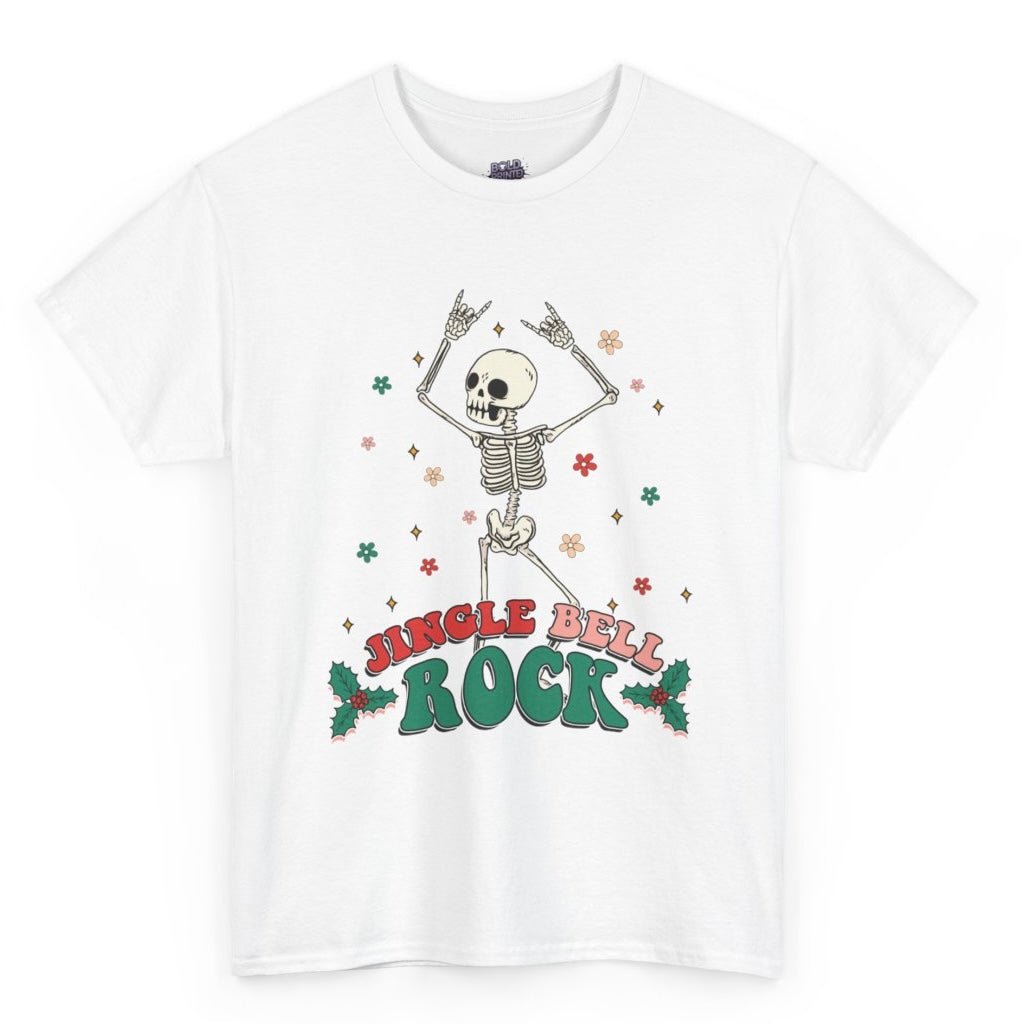 Jingle Bell Rock Skeleton Holiday T-Shirt - Bold Printed Tees