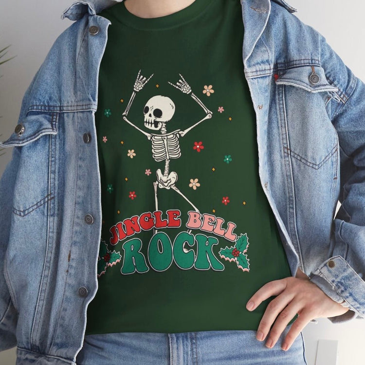 Jingle Bell Rock Skeleton Holiday T-Shirt - Bold Printed Tees