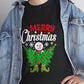 Merry Christmas Snowman Tree Graphic Tee - Bold Printed Tees