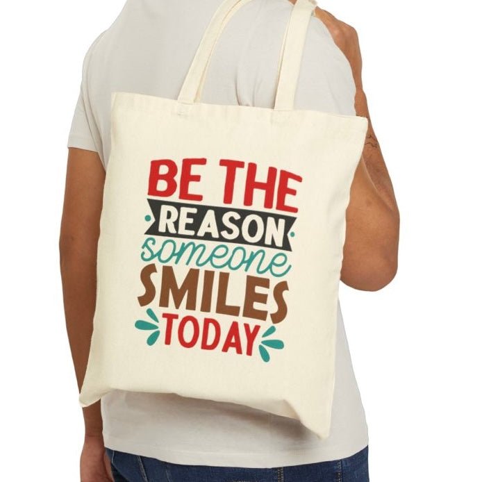 Be the Reason Someone Smiles Today Tote Bag - Bold Printed Tees