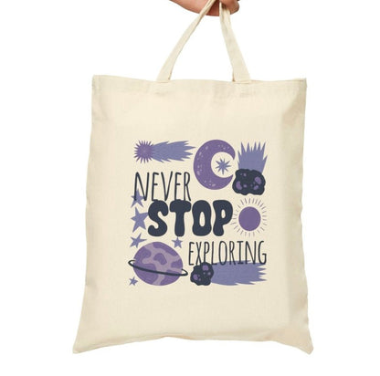 Never Stop Exploring Space - Themed Tote Bag - Bold Printed Tees