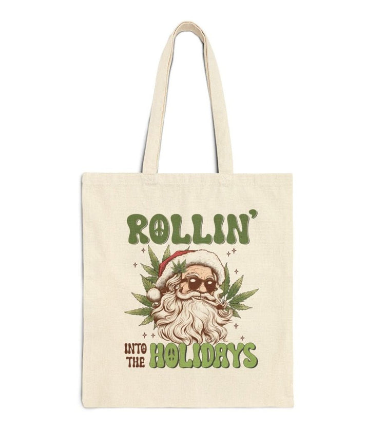 Rollin’ Into the Holidays Santa Stoner Tote Bag - Bold Printed Tees