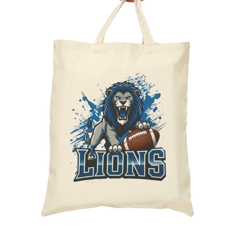 Lions Football Sports Detroit Tote Bag - Bold Printed Tees