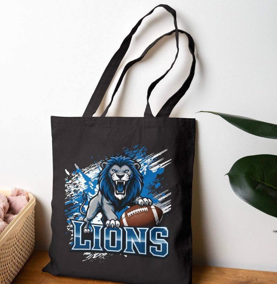 Lions Football Sports Detroit Tote Bag - Bold Printed Tees