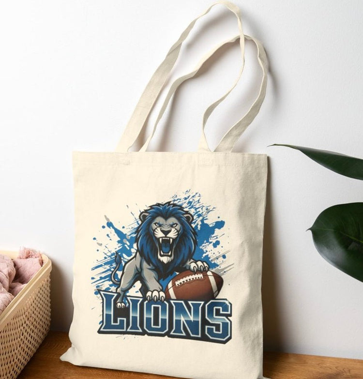 Lions Football Sports Detroit Tote Bag - Bold Printed Tees
