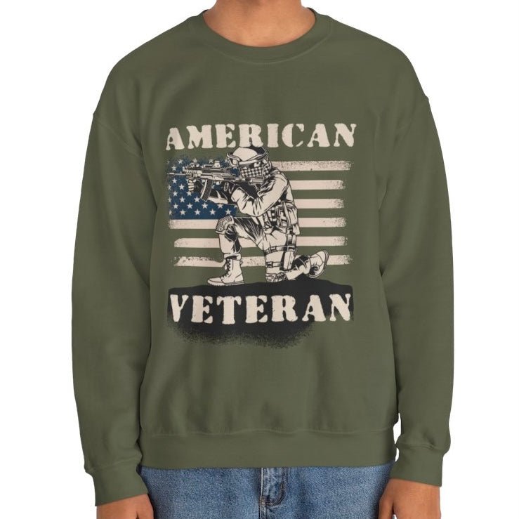 American Veteran Crewneck Sweatshirt - Bold Printed Tees