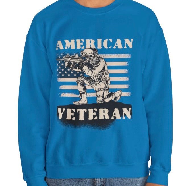 American Veteran Crewneck Sweatshirt - Bold Printed Tees