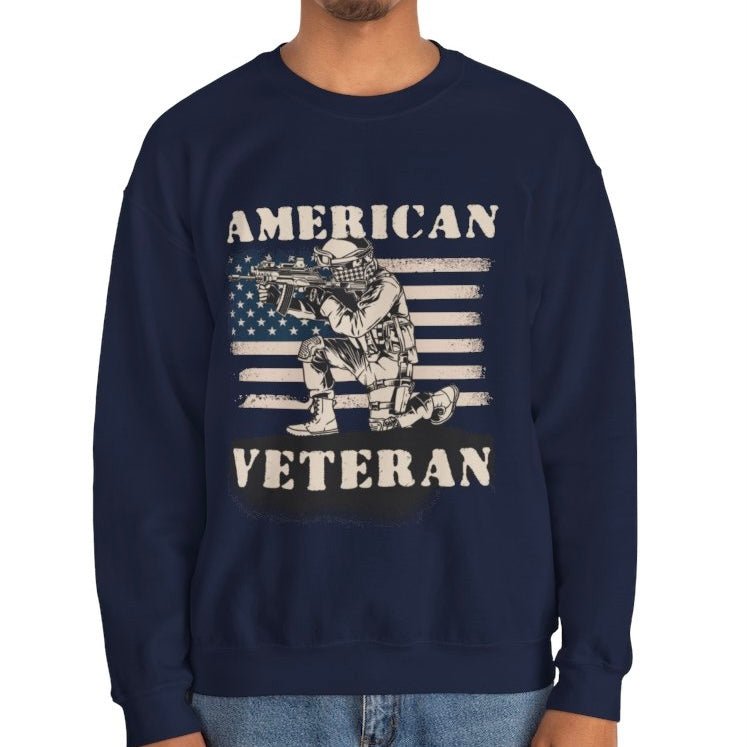 American Veteran Crewneck Sweatshirt - Bold Printed Tees