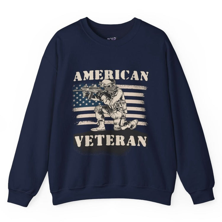 American Veteran Crewneck Sweatshirt - Bold Printed Tees