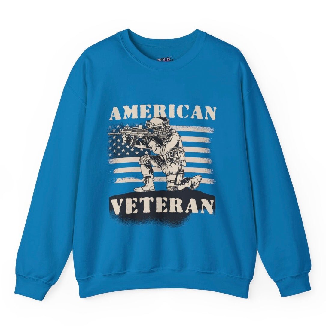 American Veteran Crewneck Sweatshirt - Bold Printed Tees