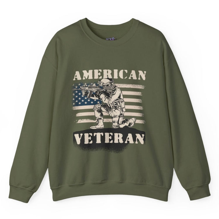American Veteran Crewneck Sweatshirt - Bold Printed Tees