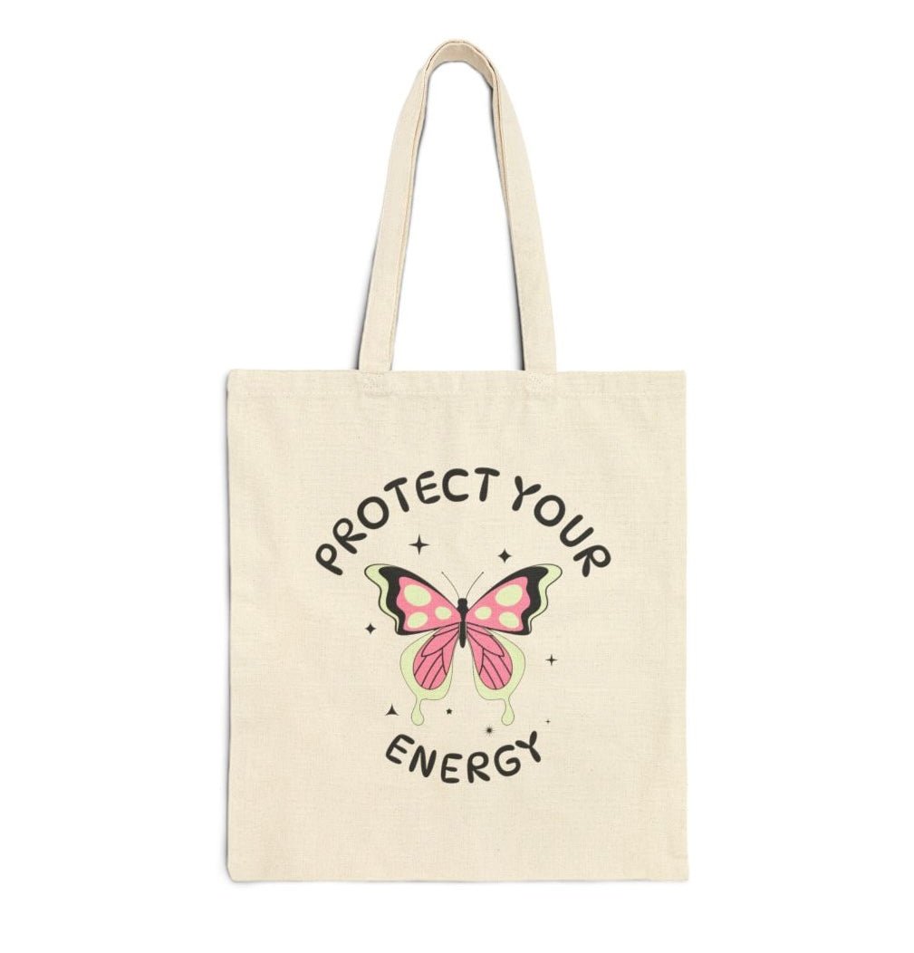 Protect Your Energy Butterfly Tote Bag - Bold Printed Tees