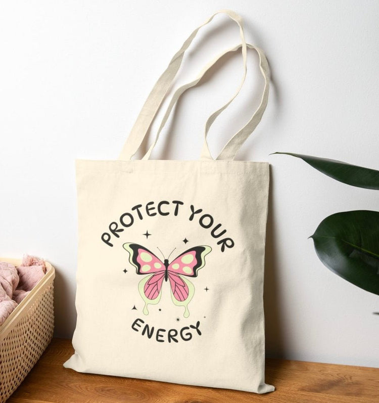 Protect Your Energy Butterfly Tote Bag - Bold Printed Tees