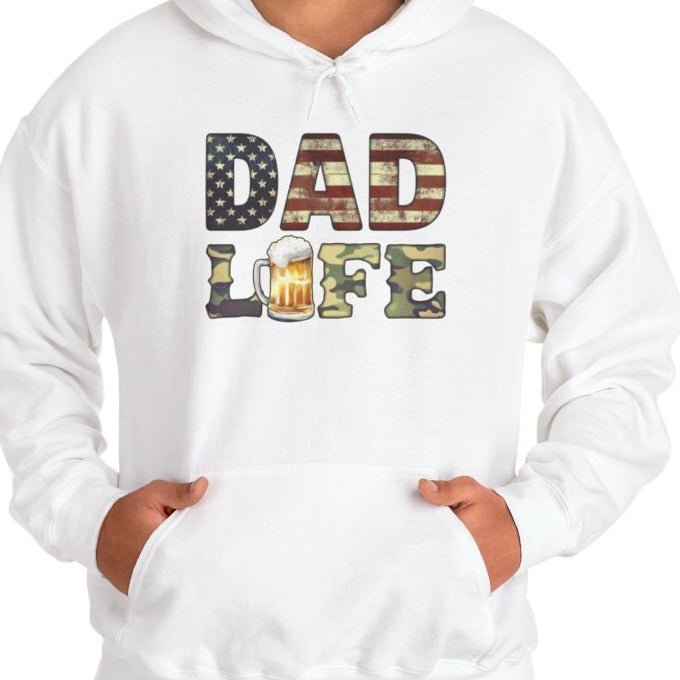 Dad Life American Beer Hoodie - Bold Printed Tees