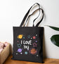 I Love You Space Theme Tote Bag - Bold Printed Tees