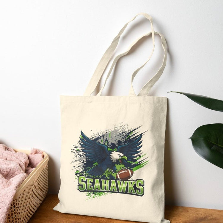 Seahawks Football Tote Bag – Fan Inspired Game Day Sports Tote - Bold Printed Tees