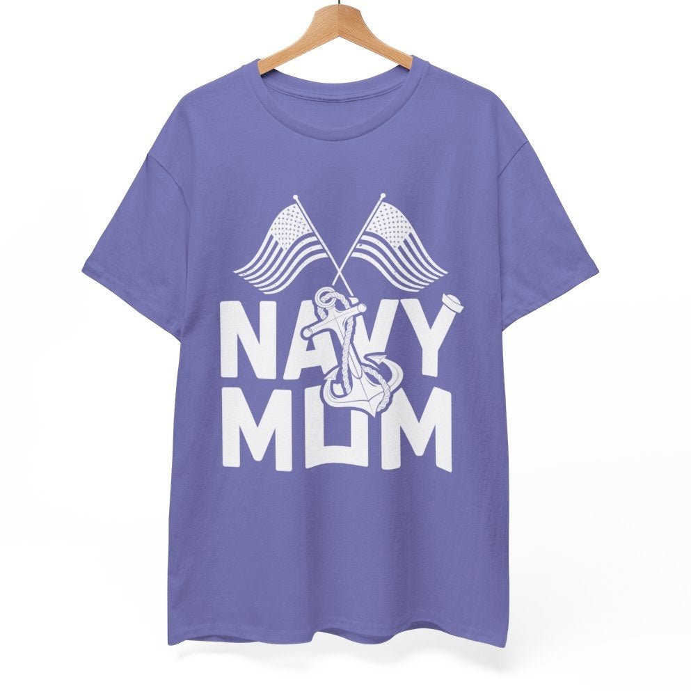 Navy Mom T-Shirt / Proud Military Mom Patriotic Anchor Tee - Bold Printed Tees