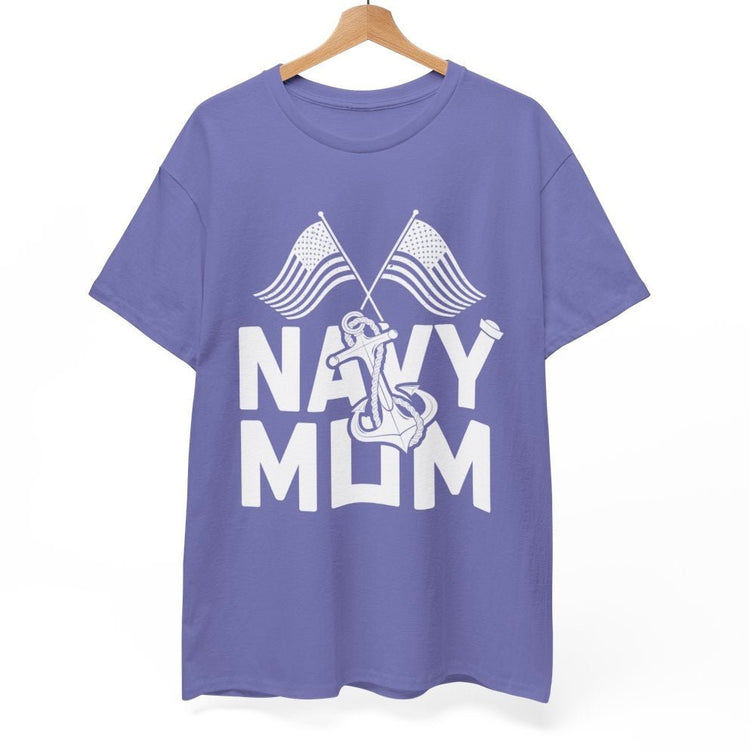 Navy Mom T-Shirt / Proud Military Mom Patriotic Anchor Tee - Bold Printed Tees
