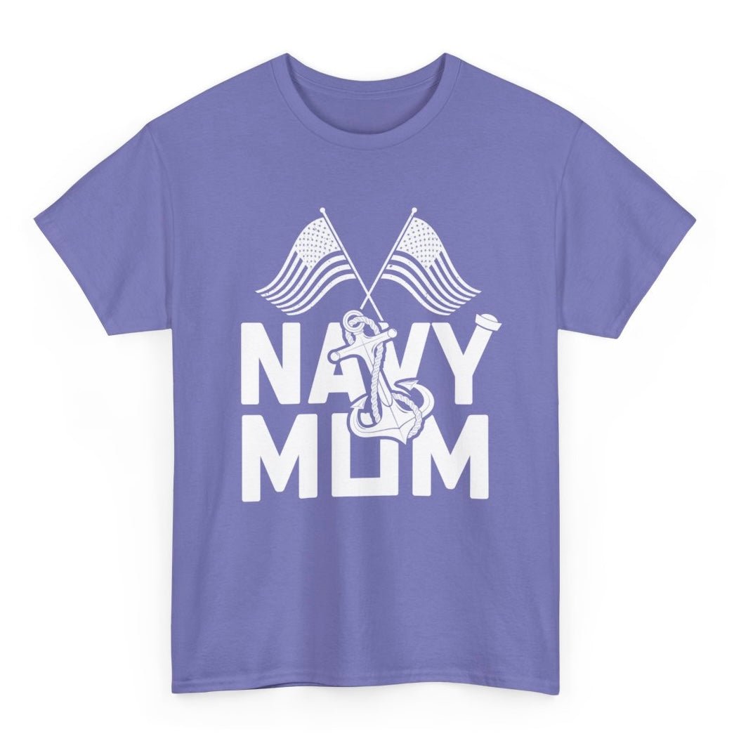 Navy Mom T-Shirt / Proud Military Mom Patriotic Anchor Tee - Bold Printed Tees