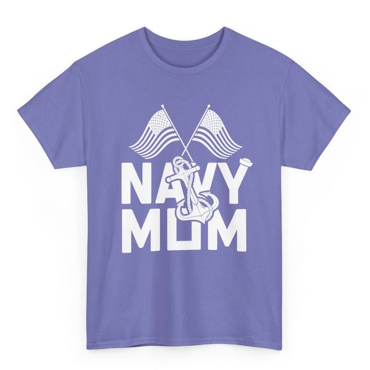 Navy Mom T-Shirt / Proud Military Mom Patriotic Anchor Tee - Bold Printed Tees