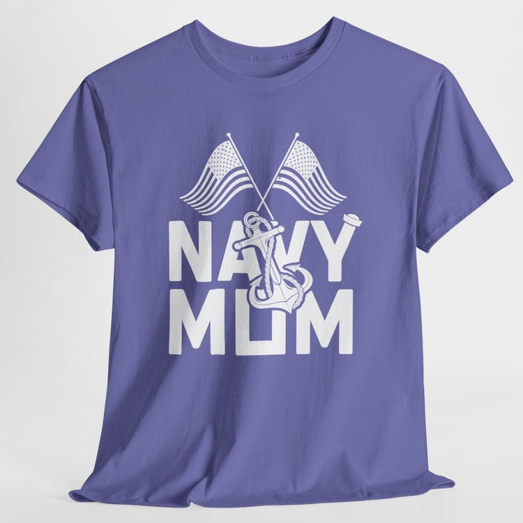 Navy Mom T-Shirt / Proud Military Mom Patriotic Anchor Tee - Bold Printed Tees
