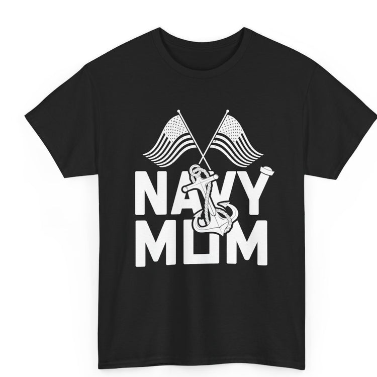 Navy Mom T-Shirt / Proud Military Mom Patriotic Anchor Tee - Bold Printed Tees