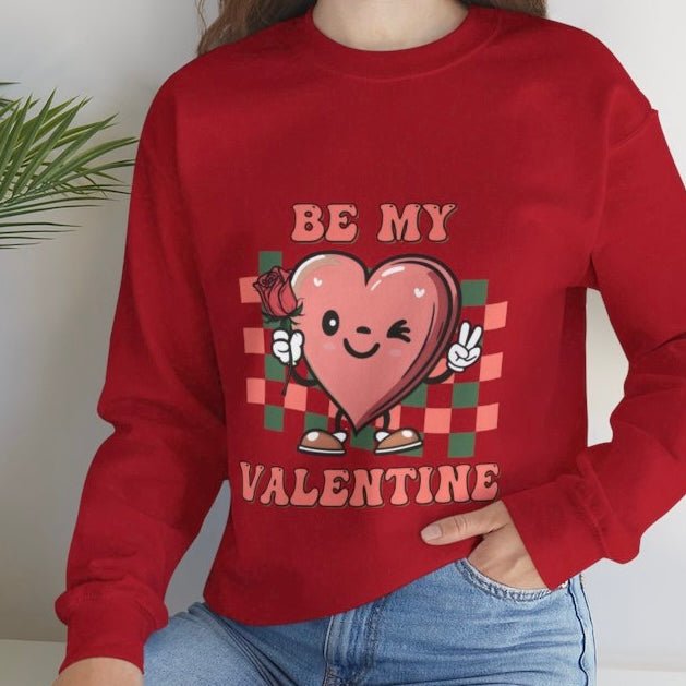 Be My Valentine Heart Crewneck Sweatshirt - Bold Printed Tees