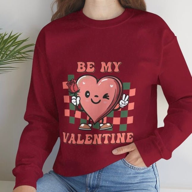 Be My Valentine Heart Crewneck Sweatshirt - Bold Printed Tees