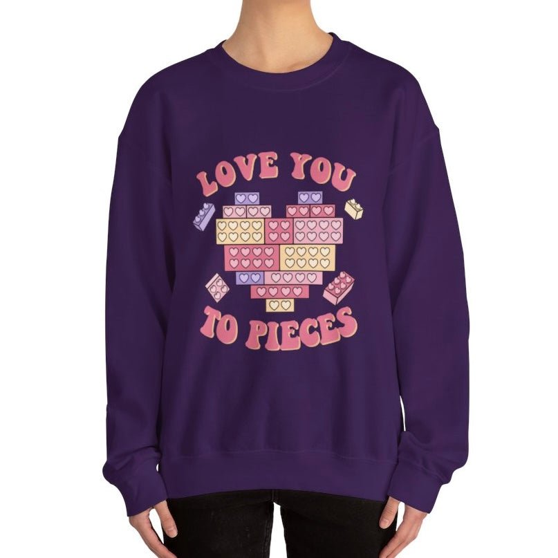 Love You to Pieces Valentine Crewneck Sweatshirt - Bold Printed Tees