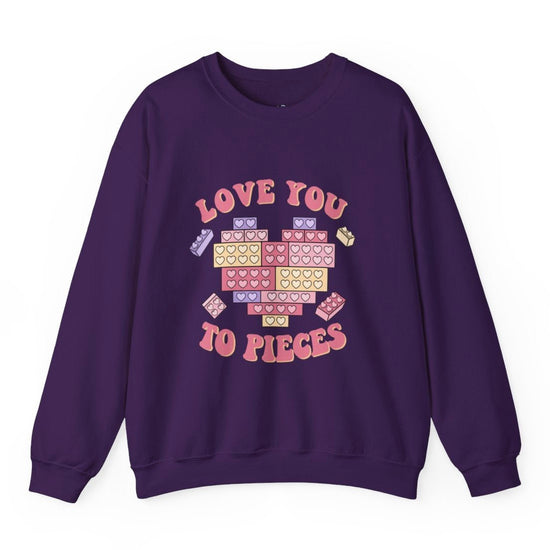 Love You to Pieces Valentine Crewneck Sweatshirt - Bold Printed Tees
